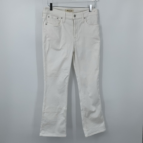 Madewell Mid-rise Kick out ankle jeans white denim bootcut flare women 28 - Picture 2 of 9